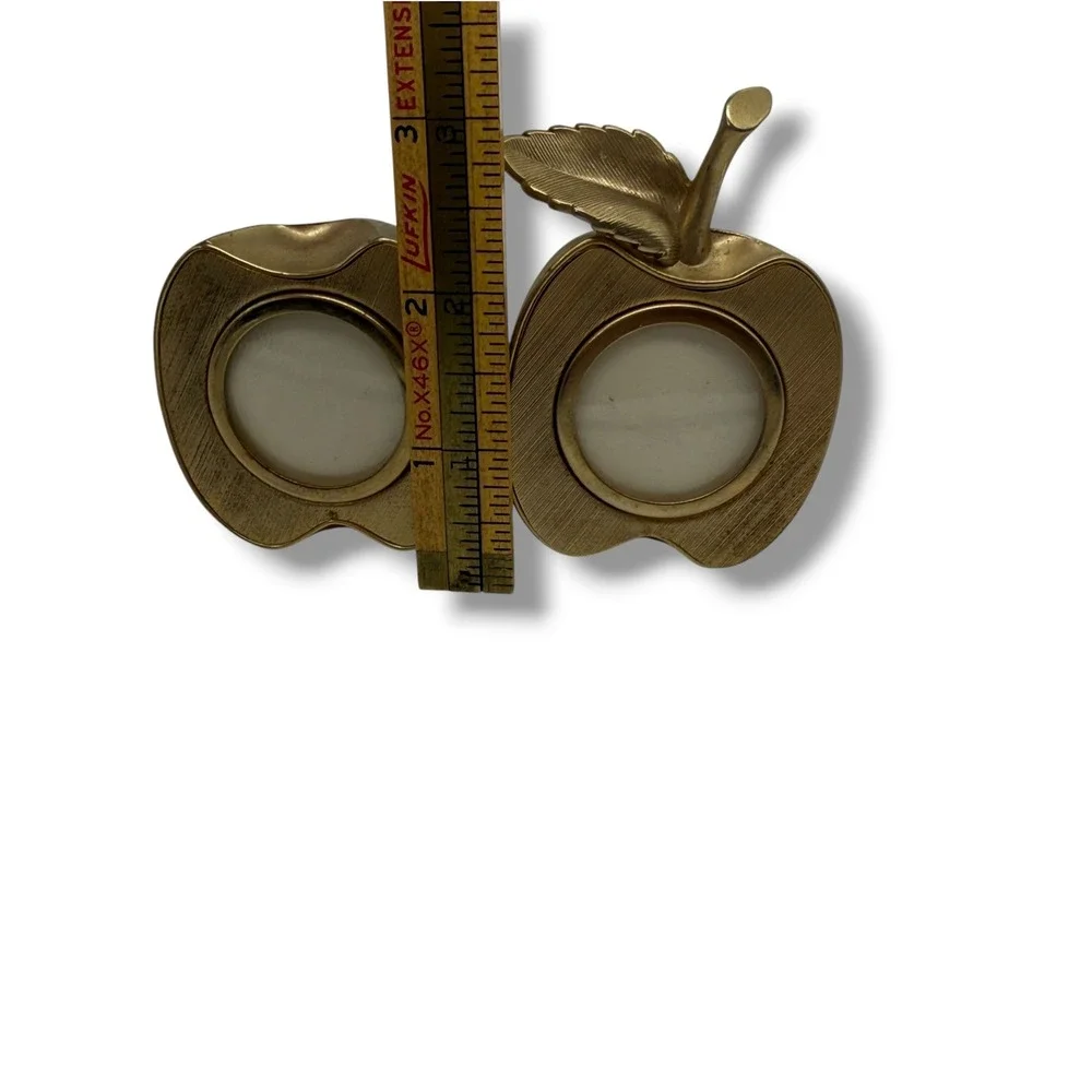 Vintage Ted Arnold Ltd Brass Double Apple Picture Frame Figural Mid Century
